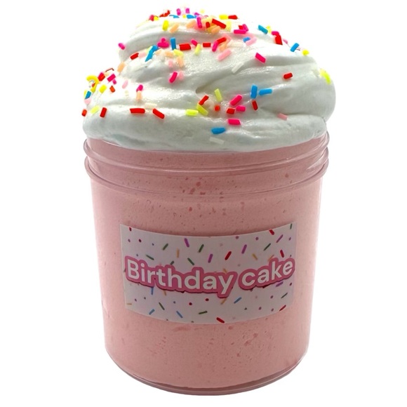 Birthday Cake with Frosting and Sprinkles Cloud Dough Slime Pink Party 4 oz - Picture 1 of 4